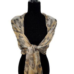 Chiffon Scarf Wrap Shawl Sheer Neutral Animal Print 21x72" Long